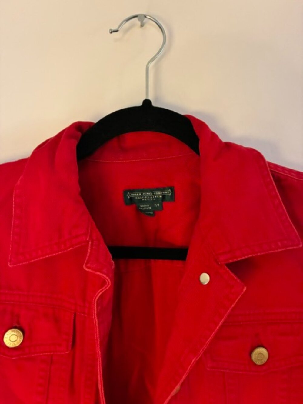 Vintage Lauren Jeans Co Ralph Lauren Red Denim Jacket Petite Size XS Y2K
